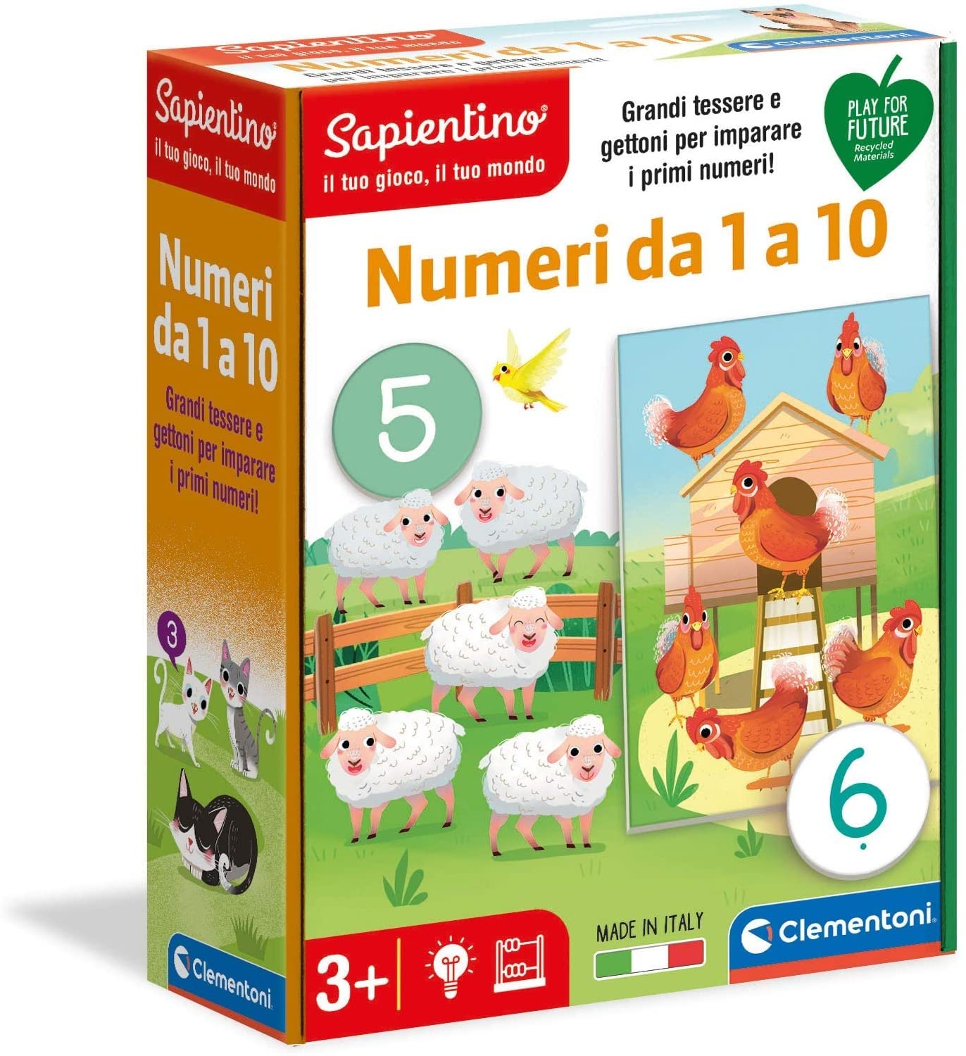 Clementoni - Numbers from 1 to 10 Sapientino Educational Game, Multicoloured, 3 Years