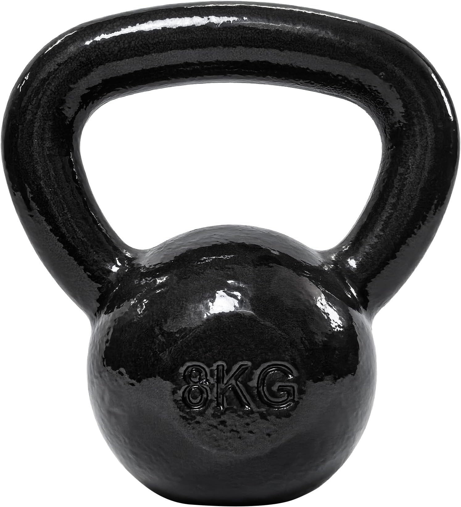Kettlebell - Cast Iron Resistance Training Weight with Textured Wide Grip Handle - Painted Finish - Black