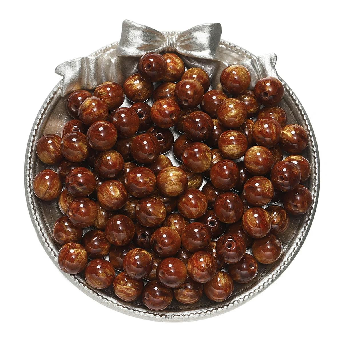HUIOYG 20-50pcs Glitter Round Resin Bead Beads for DIY Necklace Bracelet Jewelry