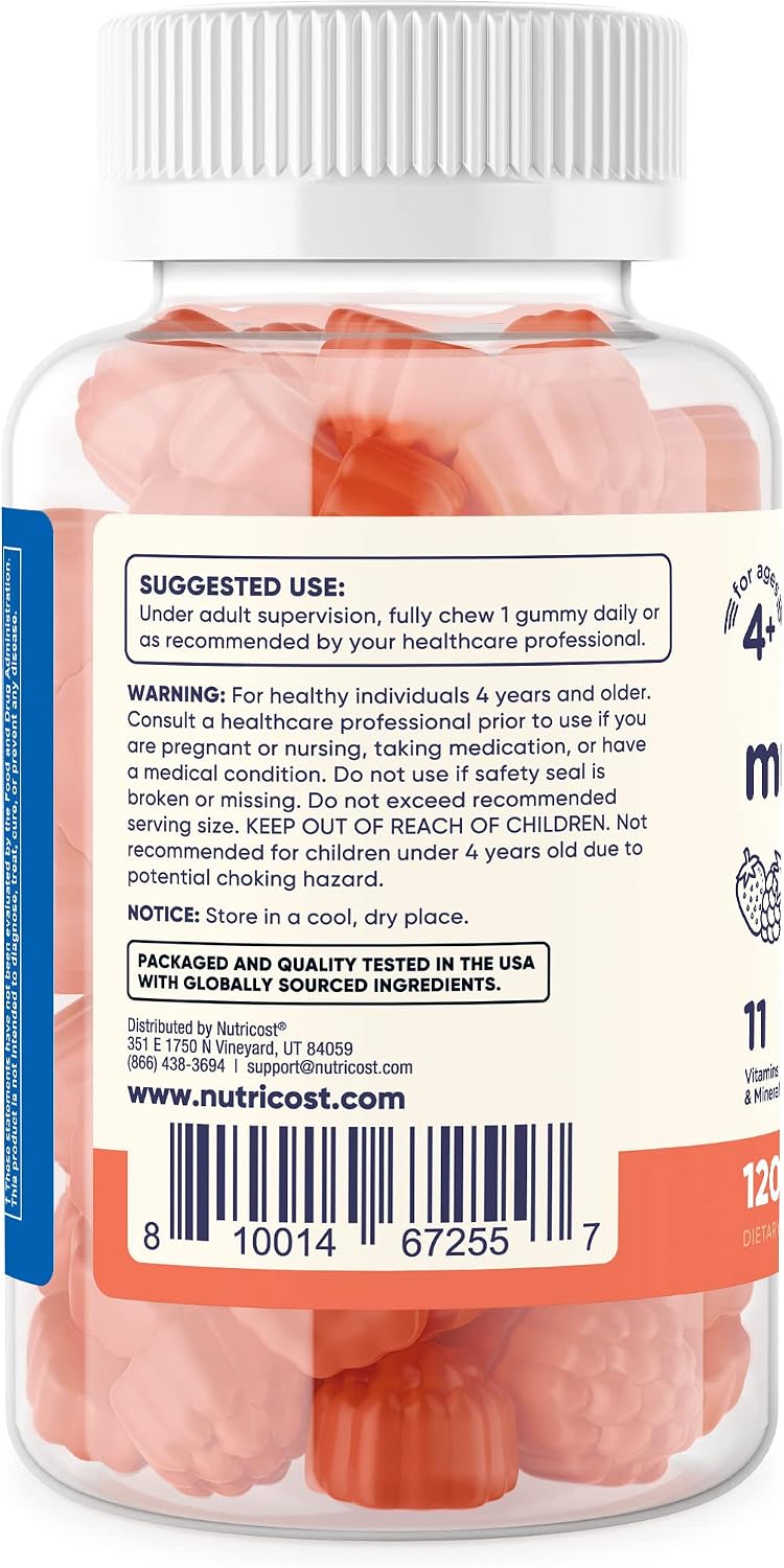 Nutricost Kids Multivitamin Gummies 120 Servings (Mixed Berry Flavored Gummies) - Gluten Free, Non-GMO, and Vegetarian Friendly