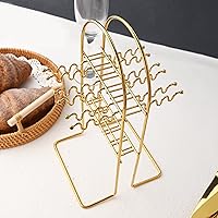 Vista 3 de JASHII Juego de cubiertos de 24 piezas con tenedores y cucharas con soporte, juego de cubiertos de metal de titanio negro y chapado en oro, acero