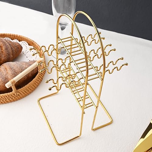 Miniatura 5 de JASHII El juego de cubiertos colgantes verde menta y dorado incluye cuchillo, tenedor, cuchara y soporte, 24 utensilios de acero inoxidable para 6,