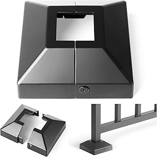 Hulave Split Cover, Fits 1.25"x1.25" Post/3.5"x3.5" Base, Indoor/Outdoor Iron Railing, Fence, Stair Post Base Decorative Skirt (1Pack-Black)