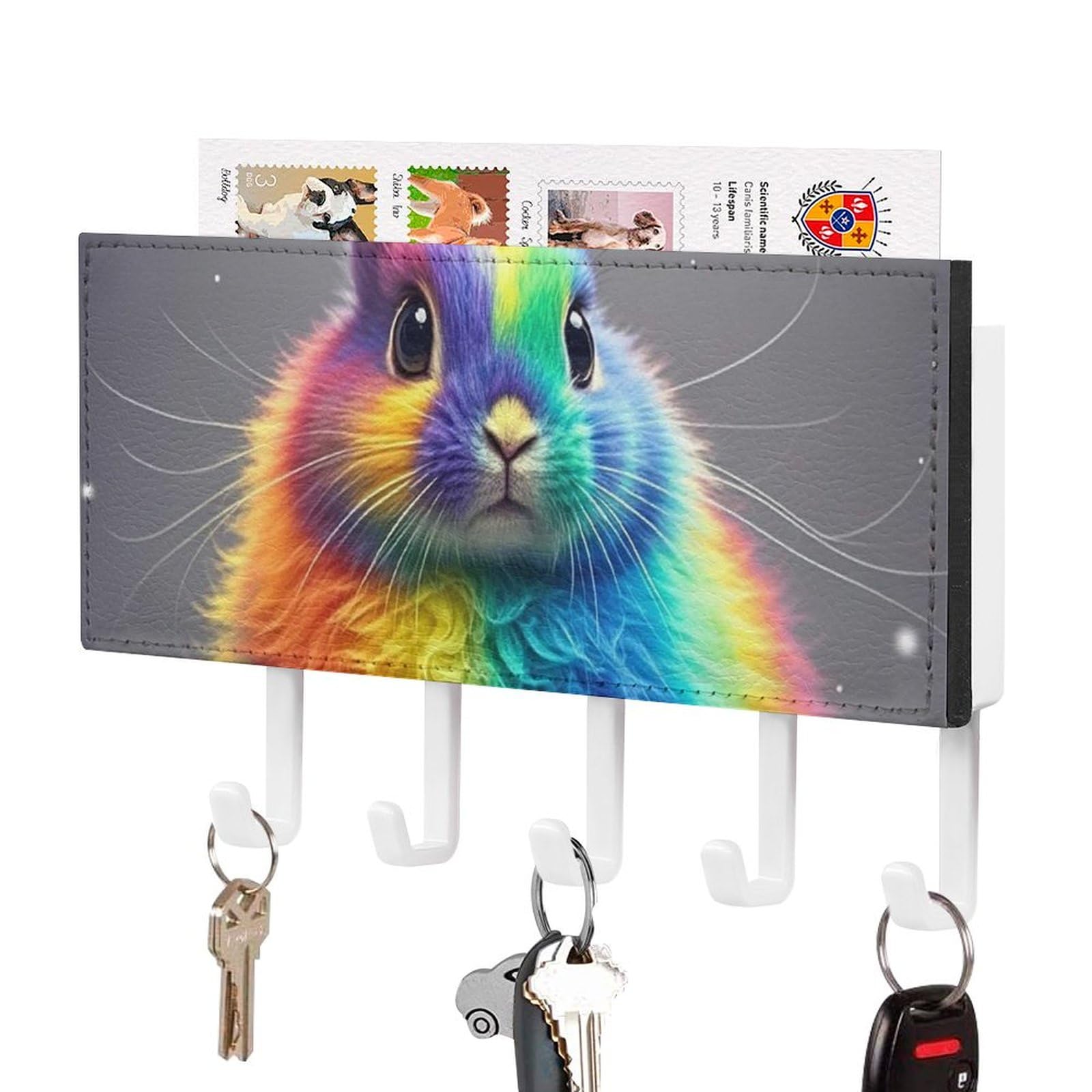 Porte-clés mural lapin pour entrée soignée et accueillante de style rustique à 5 crochets