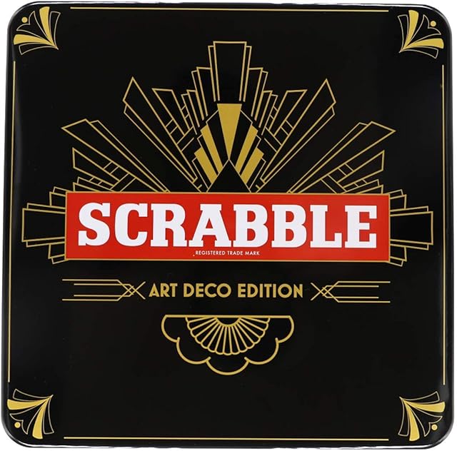 Tinderbox Games | Scrabble Art Deco Tin | Board Game | Ages 10+ | 2-4 Players | 60 Minute Playing Time