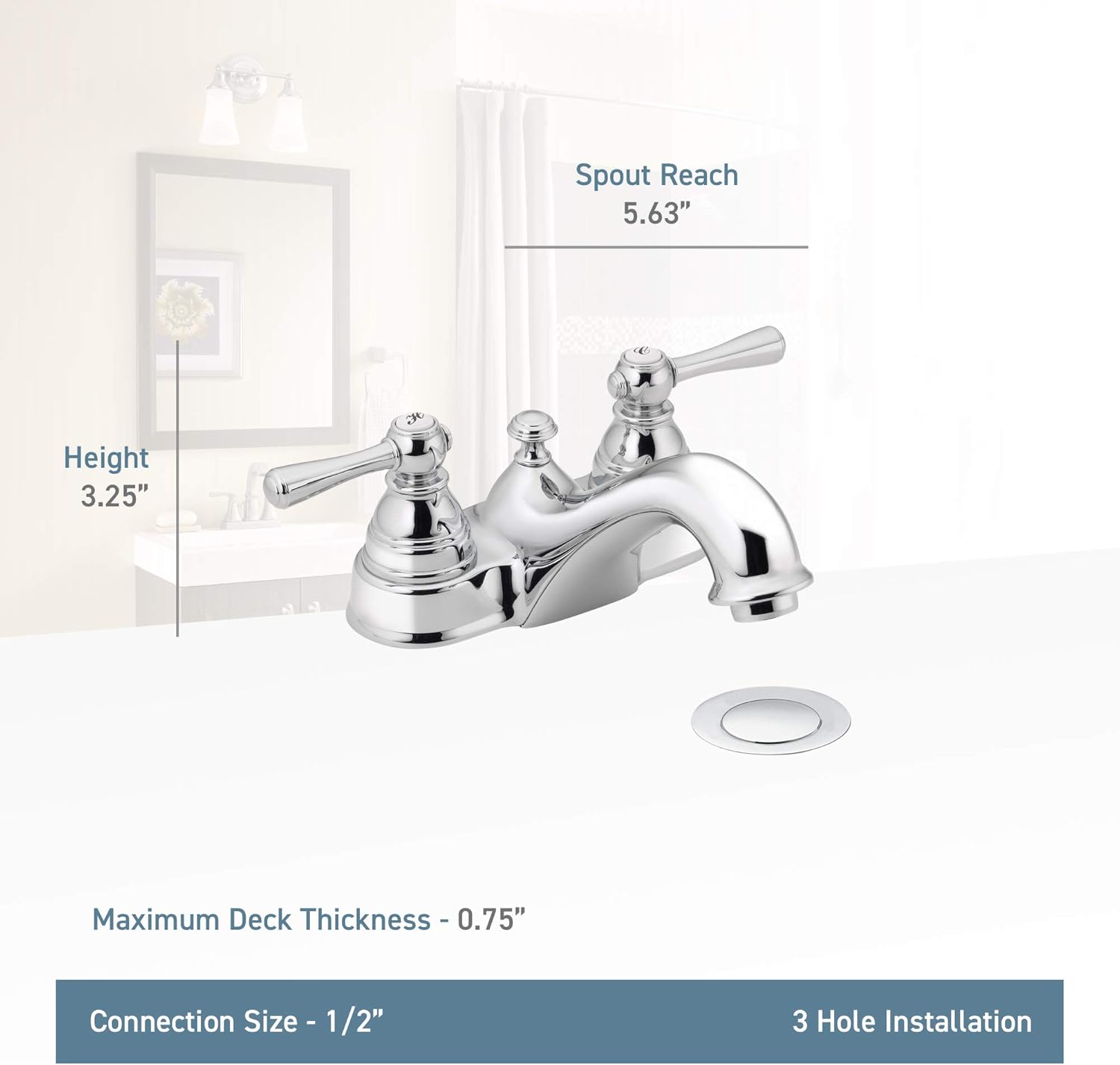 Moen 6101BN Kingsley Two-Handle Centerset Bathroom Faucet, Brushed Nickel
