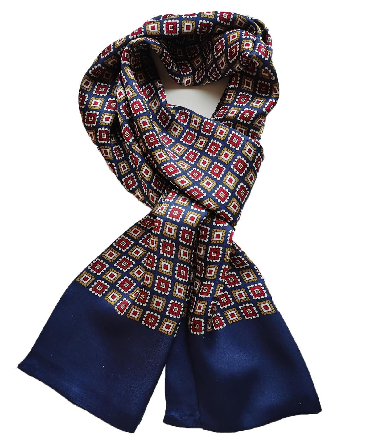 XUYUZUAU Mens 100 Silk Scarf Double Layers Fashion Wrap Neckerchief Formal Business Casual Party, Biscuits Blue, 160 * 26cm