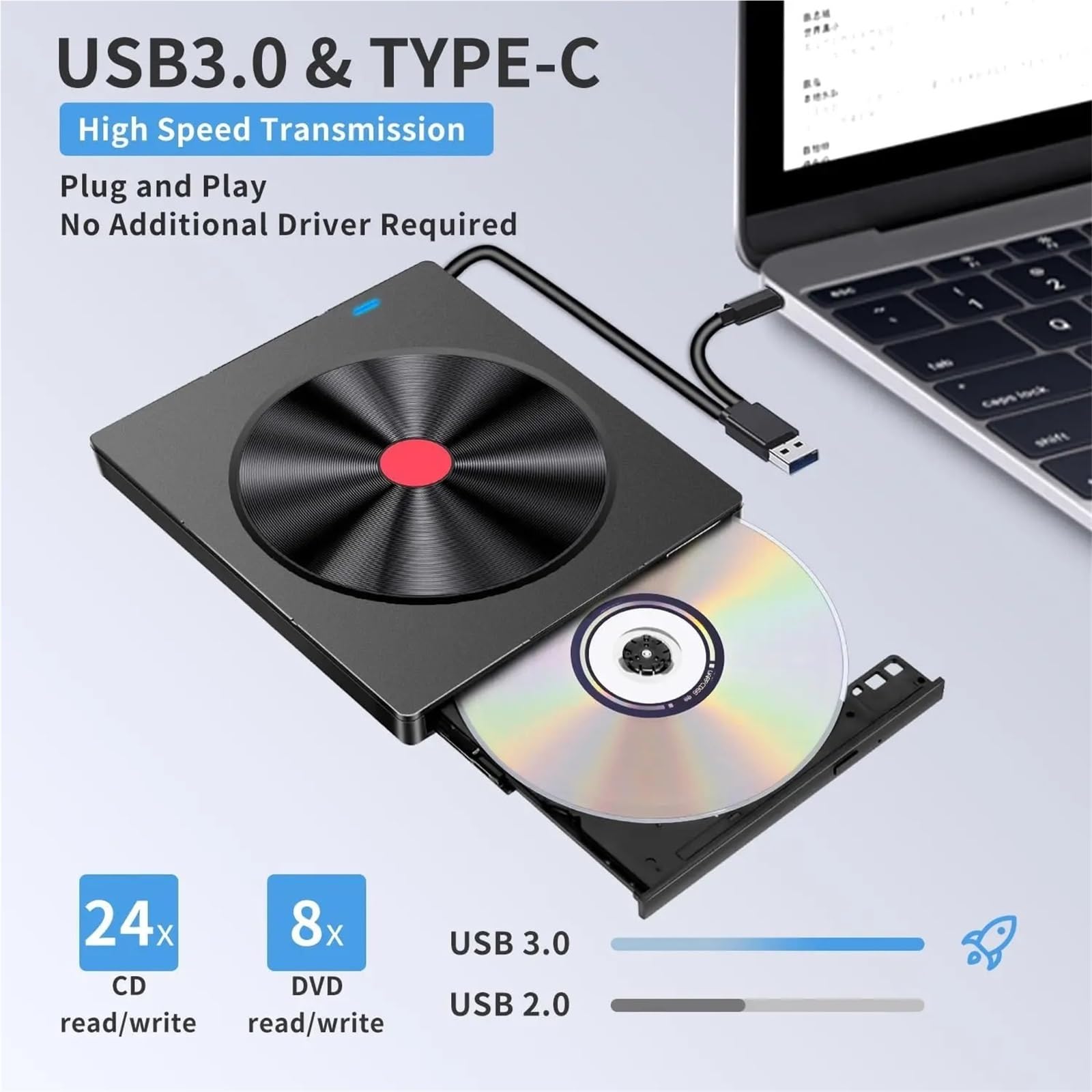 unità Blu-Ray Esterna 5 in 1, Lettore Ottico USB Portatile Sottile, Lettore CD/Dvd