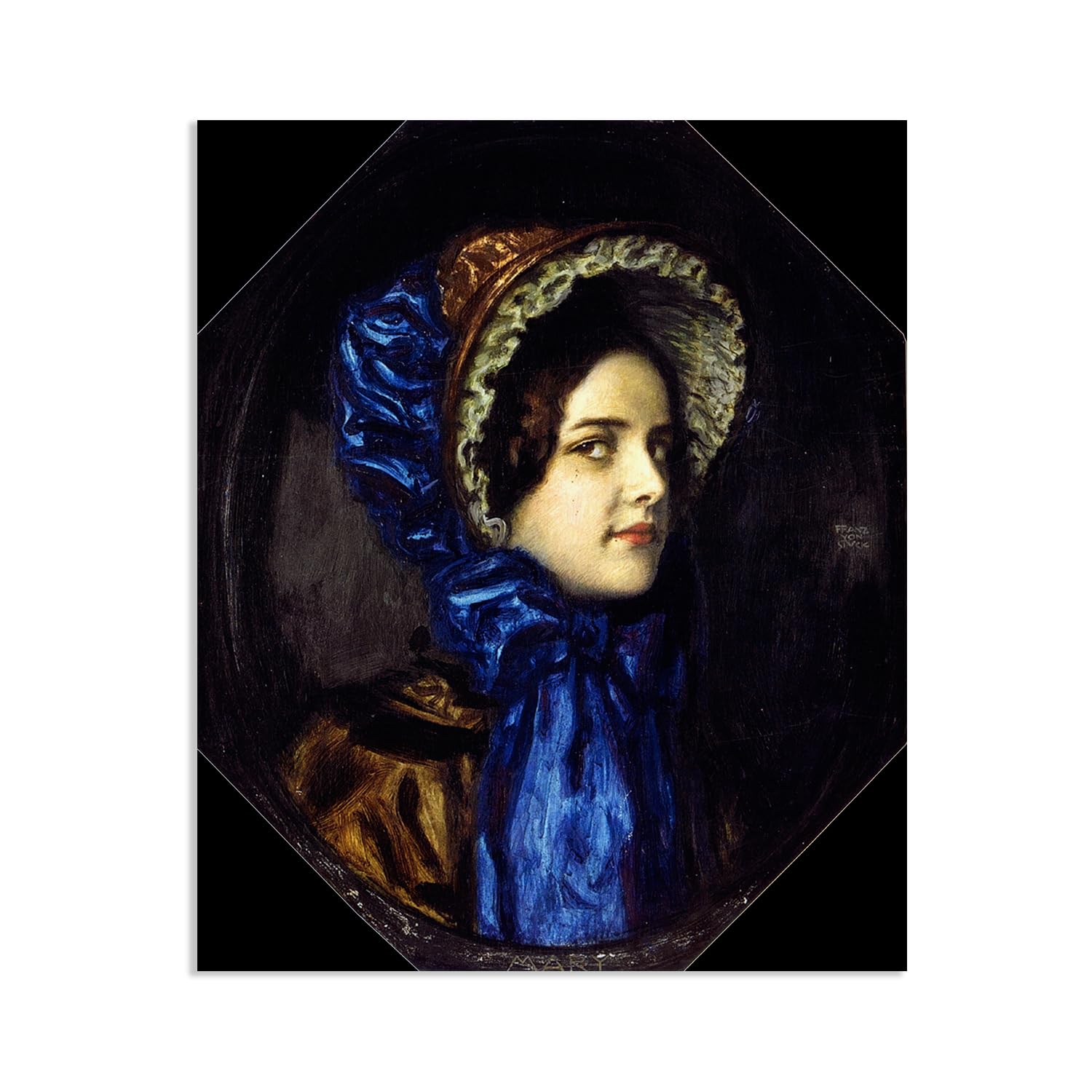 Franz von Stuck Canvas Wall Art for Living Room Mary with Biedermeier Symbolist Artwork Prints Famous Painting Reproductions Wall Decor for Office bedroom Home Decor Gift 70x60cm(28x24in)frameless