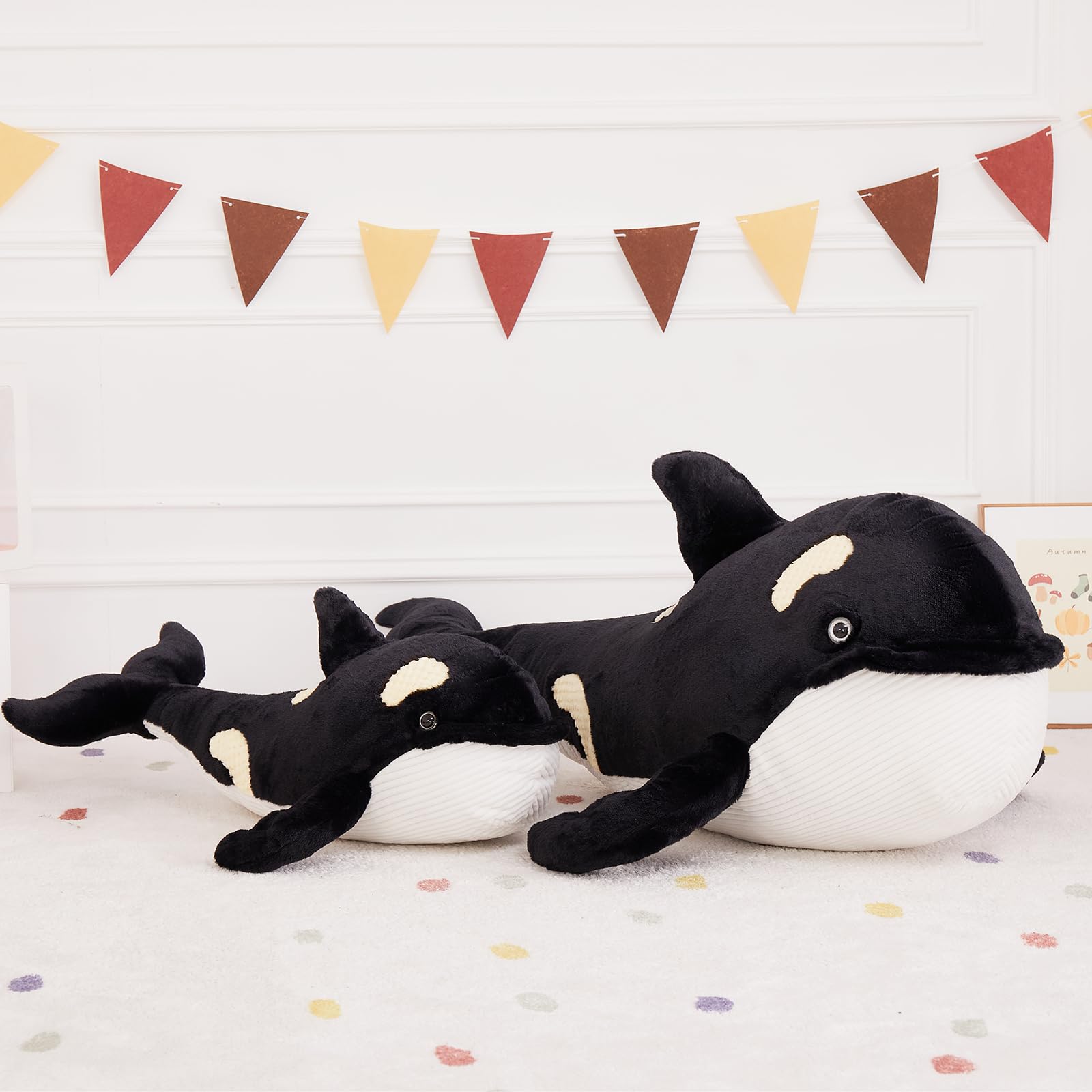 MorisMos 51Inch Orca Whale Plush Soft Orca Sea Animal Toys Realistic Killer Whale Stuffed Animal Plush Toy Gifts for Kids - Image 5