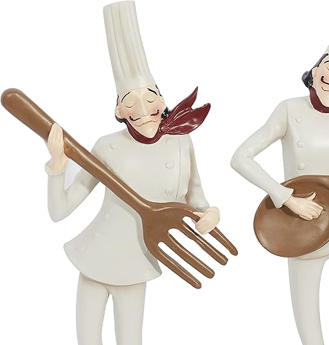 Miniatura 10 de Deco 79 Polystone - Estatuas decorativas de chef para decoración del hogar con instrumentos musicales, juego de 3 figuras de acento de 8 x 3 x 14