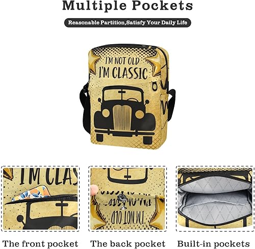 Miniatura 2 de 70s Vintage Trendy Car Gold Black men's messenger bag men's shoulder bag Women's Purses Shoulder Handbag For Travel Adjustable Strap for Casual