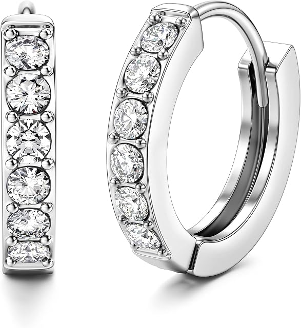 YADOCA 925 Sterling Silver Hoop Earrings for Women Girls Huggie Silver Hoop Earrings With Cubic Zirconia Hypoallergenic Sleeper Earrings Small Hoop Earrings Jewelry Gift