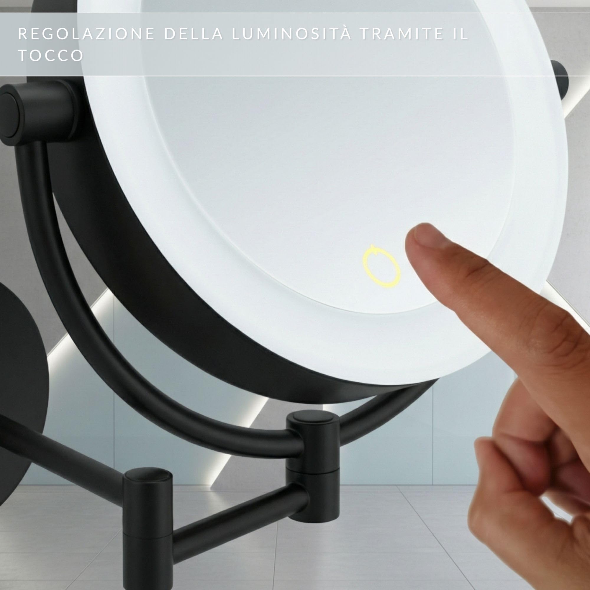Specchio cosmetico XXL Tokyo - Specchio da parete a LED con funzione dimmer, spegnimento automatico, ingrandimento 3x/7x e superficie specchio extra large [classe energetica E]