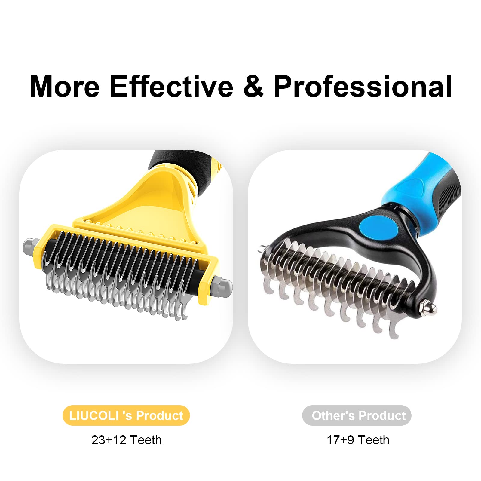 Cepillo Perro Gato, Peine Conejo, LIUCOLI Accesorios Profesionales para Mascotas Pelo Largo/Medio/Corto - Guita 96% los Pelos Muertos y Nudos, Reduce la Caida de Cabello - Amarillo