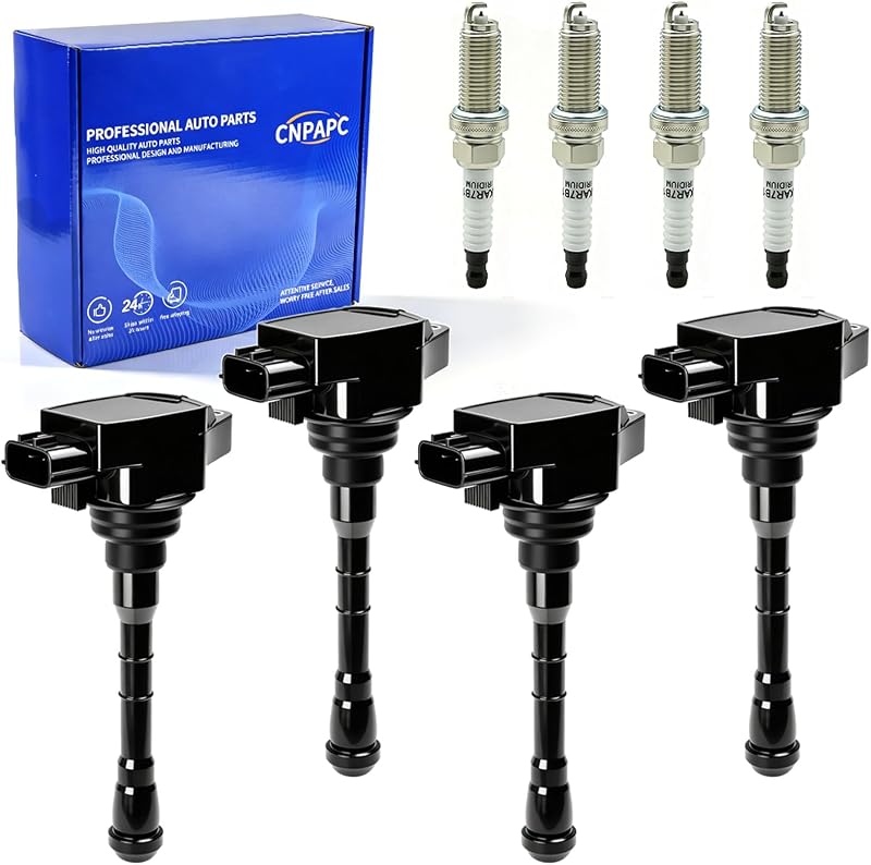 Kit de bobinas de ignição UF861 CNPAPC com velas de ignição para Nissan Altima e Rogue L4 2.5L – 4 bobinas + 4 velas
