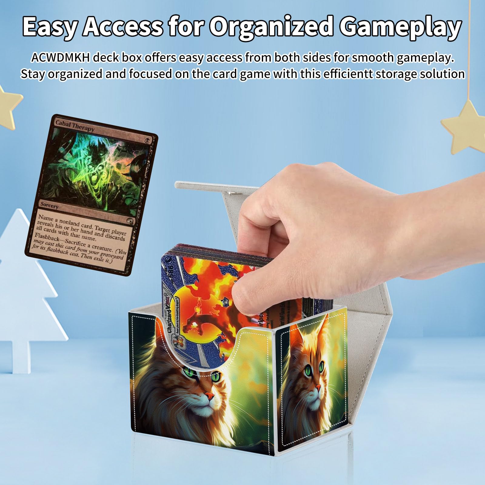 Amazon.com: ACWDMKH for MTG Commander Deck Box,Card Deck Box for Trading  Yugioh MTG,Fits 100 Double Sleeved Cards,PU Leather Strong Magnet Case for  Magic Commander TCG CCG,Forest Cute Cat : Toys & Games