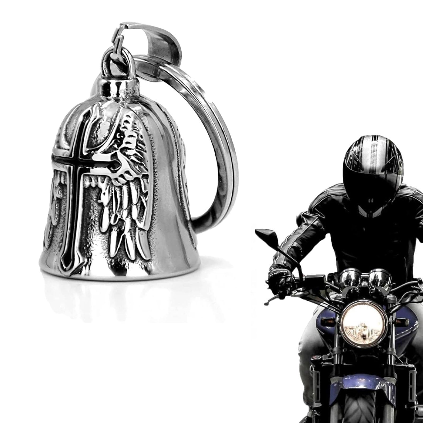 Wohlstand Motorcycle bells, bell, motorcycle bell, guardian angel motorcycle bell, guard bell accessories or keychain for biker gifts