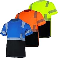 Vista 7 de VENDACE 3 piezas de seguridad camisetas reflectantes clase 3 alta visibilidad Hi Vis manga corta construcción trabajo camisas para hombres