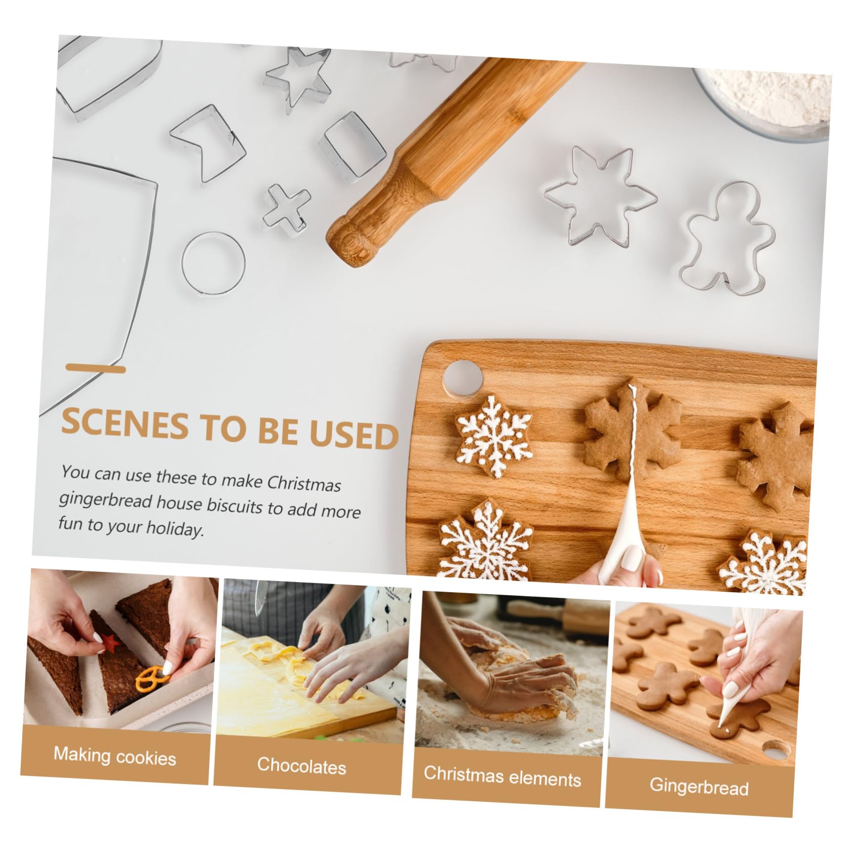 Emporte-pièces 3d en Acier Inoxydable 1 Set pour Biscuits de Noël Baking Décors Festifs