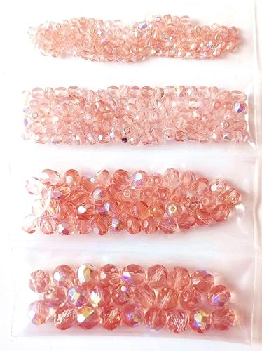 Miniatura 6 de Cuentas de cristal facetadas checas, pulidas al fuego, redondas de 0.118in, 0.157in, 0.236in, 0.315in. Rosaline AB. Un total de 275 piezas. Set 1CFP