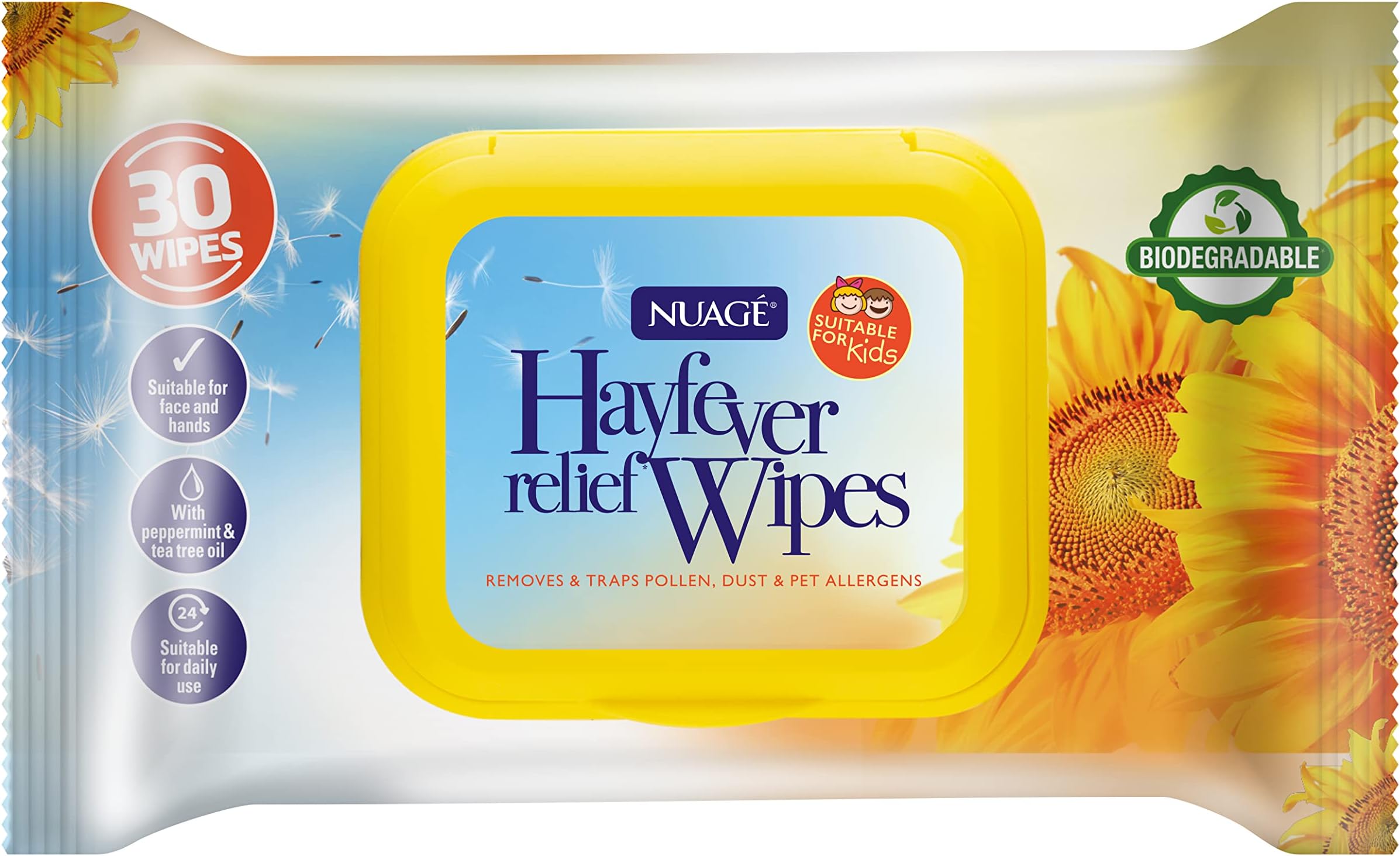 Nuage Hayfever Relief Wipes, Resealable Pack