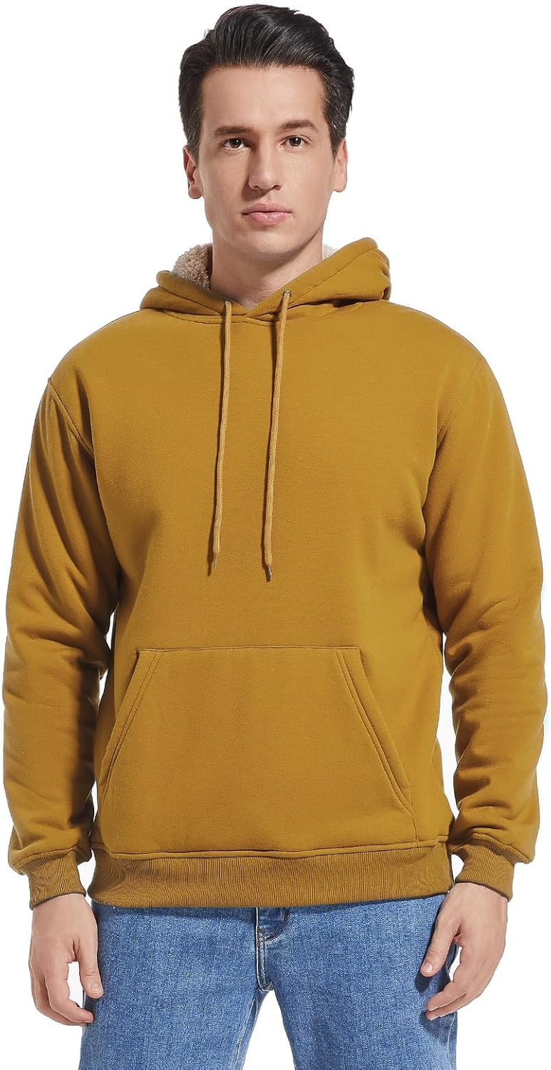 Gesean Men's Cotton Fleece Pullover Hoodie Long Sleeve Hooded Sweatshirt with Kangaroo Pocket