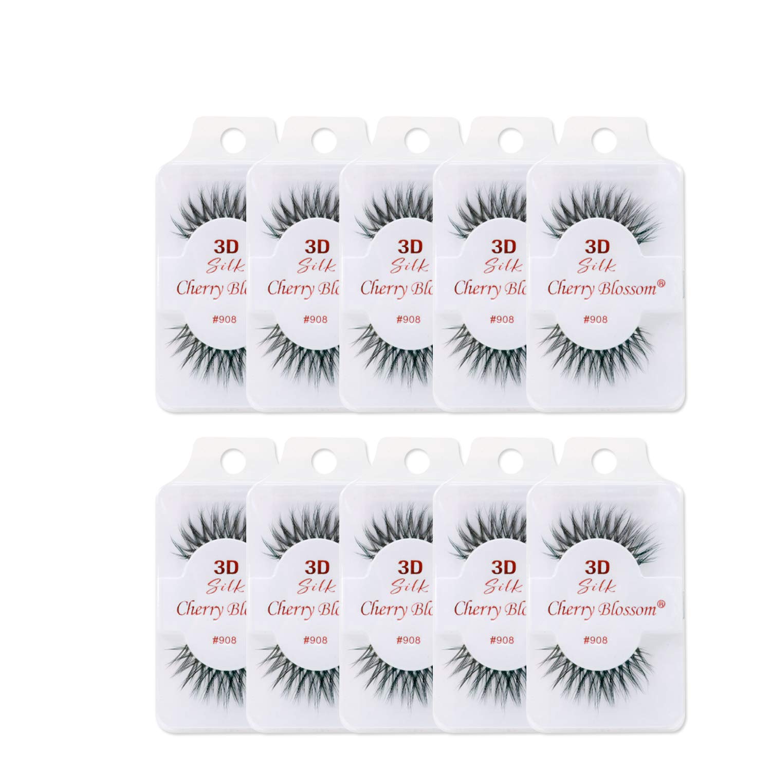 Cherry Blossom 3D Eyelashes (10 Pack of Silk 908) Beauty
