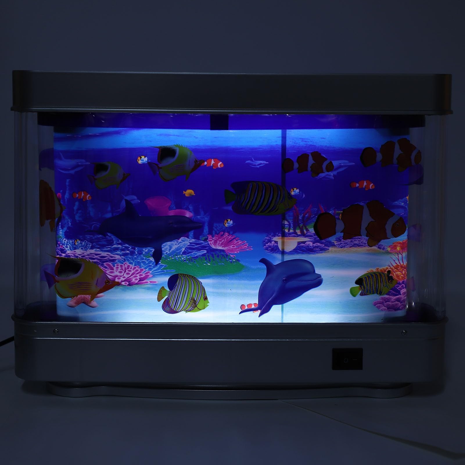 Acquario artificiale per pesci finti, 5V Mini acquario artificiale decorativo con pesci tropicali in movimento lampada multifunzionale con spina mobile per camera da letto e ufficio