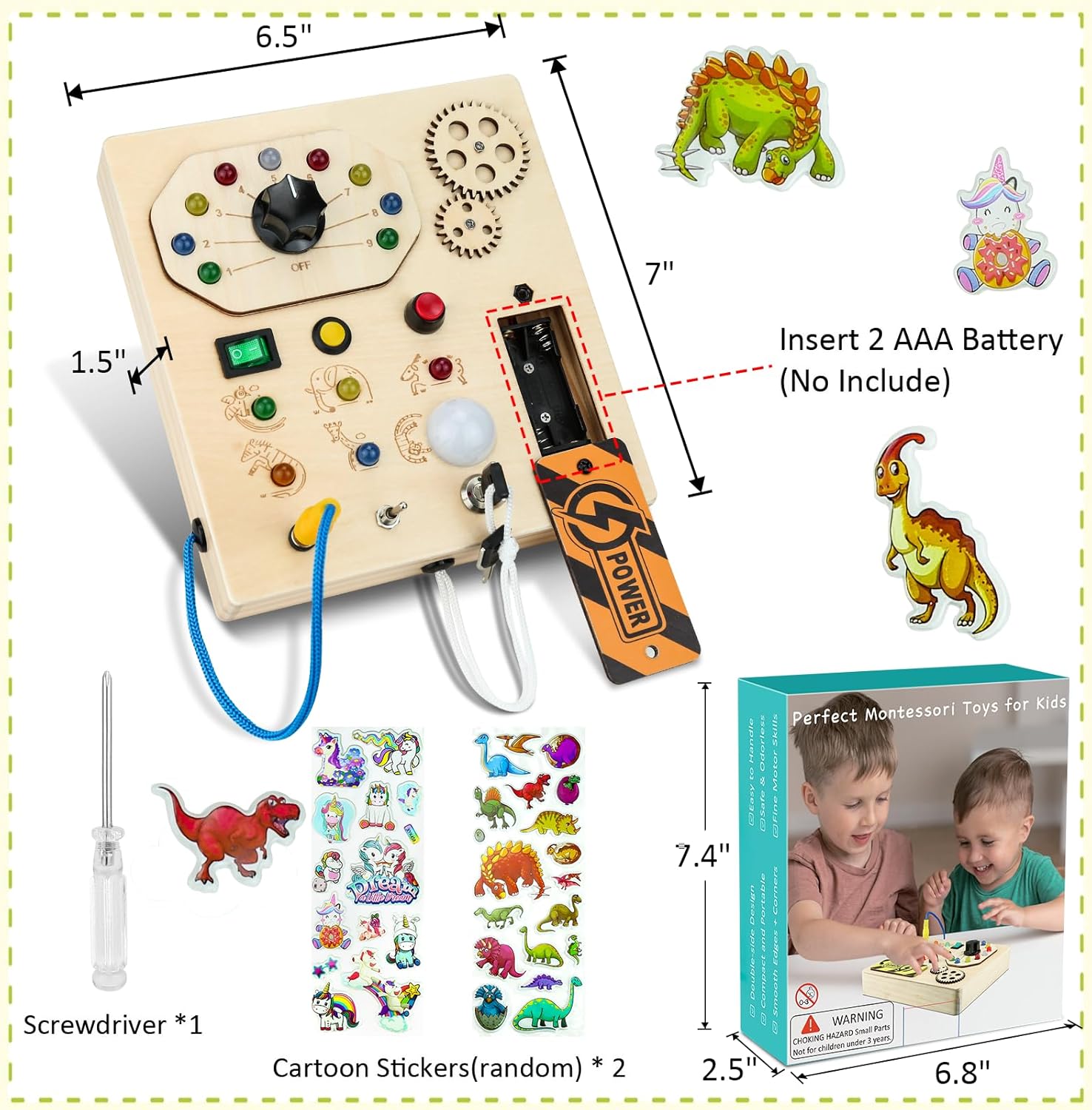 Wooden Switch Busy Board for 2 Year Old Boy, Led Busy Board for Toddlers, Montessori Sensory Board Toys Stocking Fillers Xmas Gifts for Early Educational Baby Age 1 2 3 4 (Battery Excluded) 7 71XBSnkmf7L. AC SL1500
