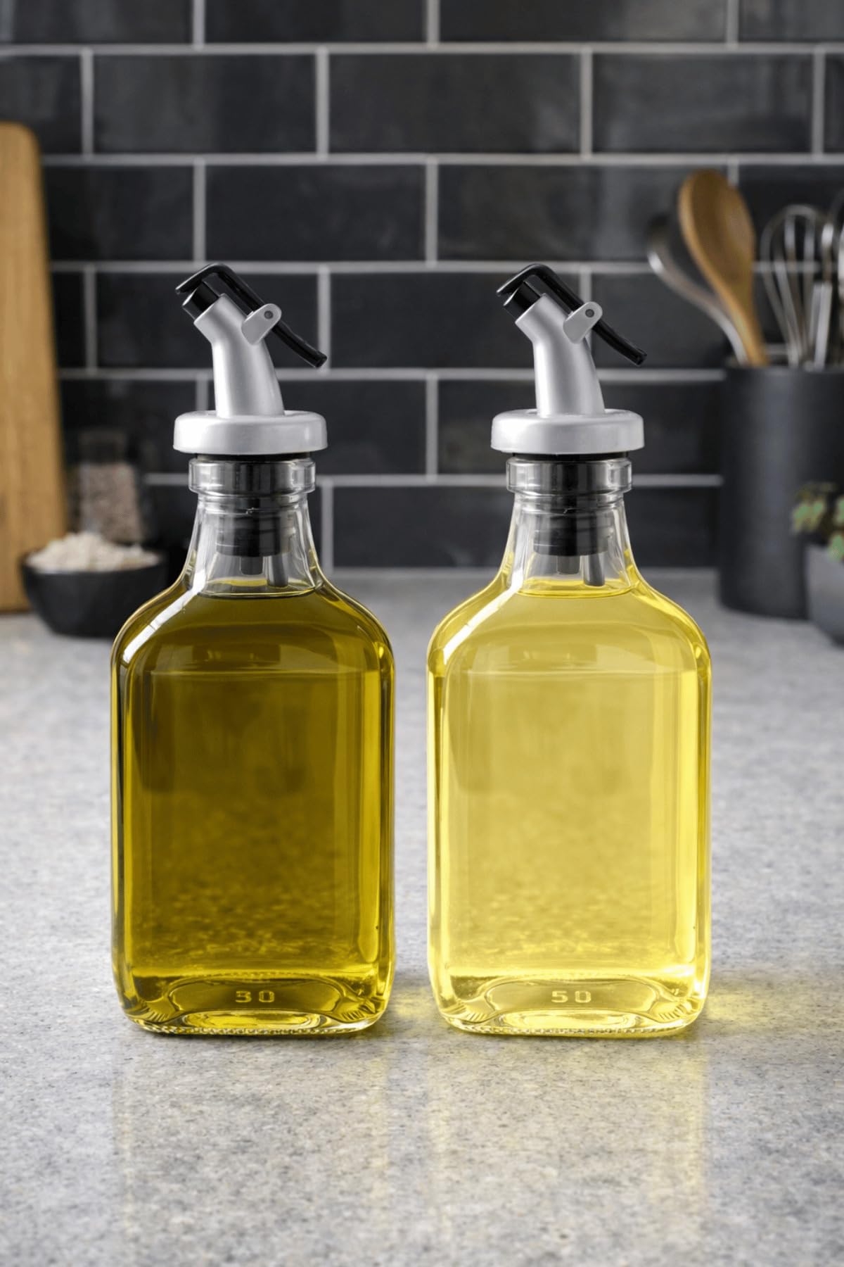 Jenısa 2'Li Şeffaf Cam Yassı Yağdanlık - Sızdırmaz Tıpalı 200Ml. Sirkelik Sosluk