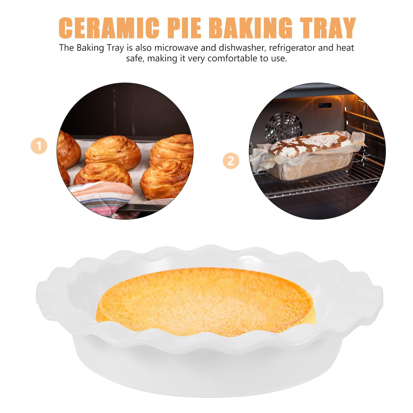 Gadpiparty Teglia per Pizza da Forno Rotonda in Ceramica Bianca