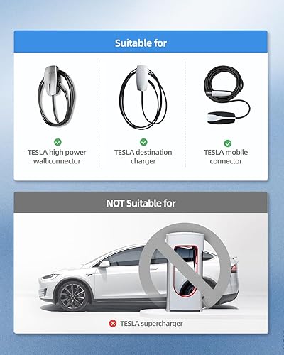 Miniatura 6 de Adaptador A6 Tesla a J1772, 80A 250V Max-Compact y Ligero J1772 EVs Adaptador J1772 EVs para Tesla Destination Charger Mobile Connector Wall