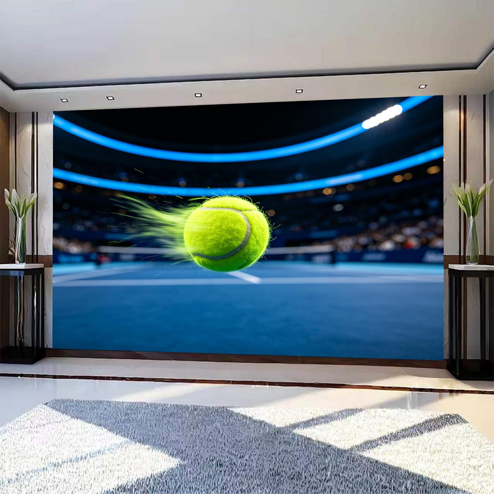 Papier peint panoramique 3D tennis m2038 pour agrandir une chambre