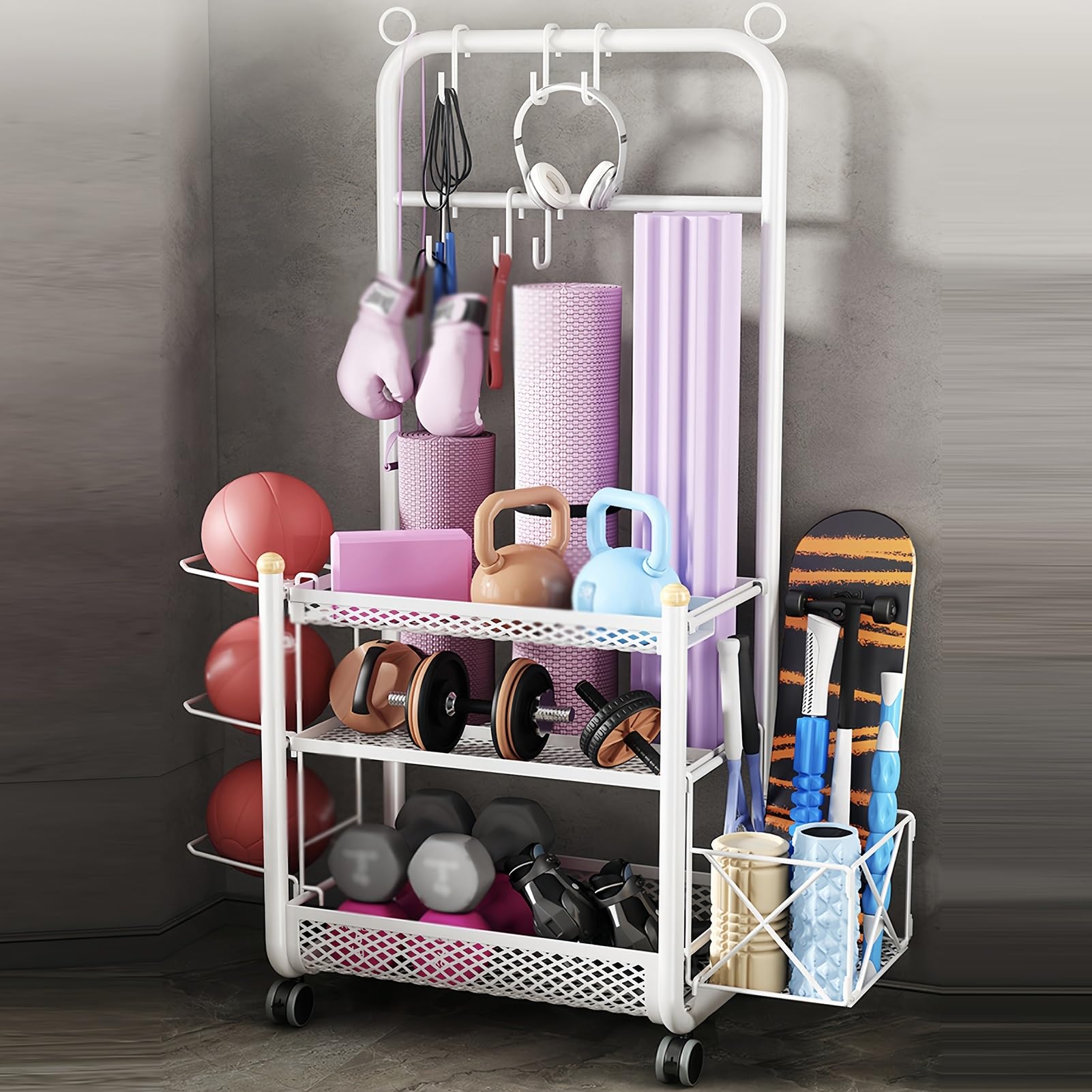 Porta Racchetta Da Tennis. Espositore For Racchetta Da Badminton. Porta Racchette Da Tennis Con Pulegge. For Campo Di Allenamento, Palestra, Scuola, Club, Palestra.