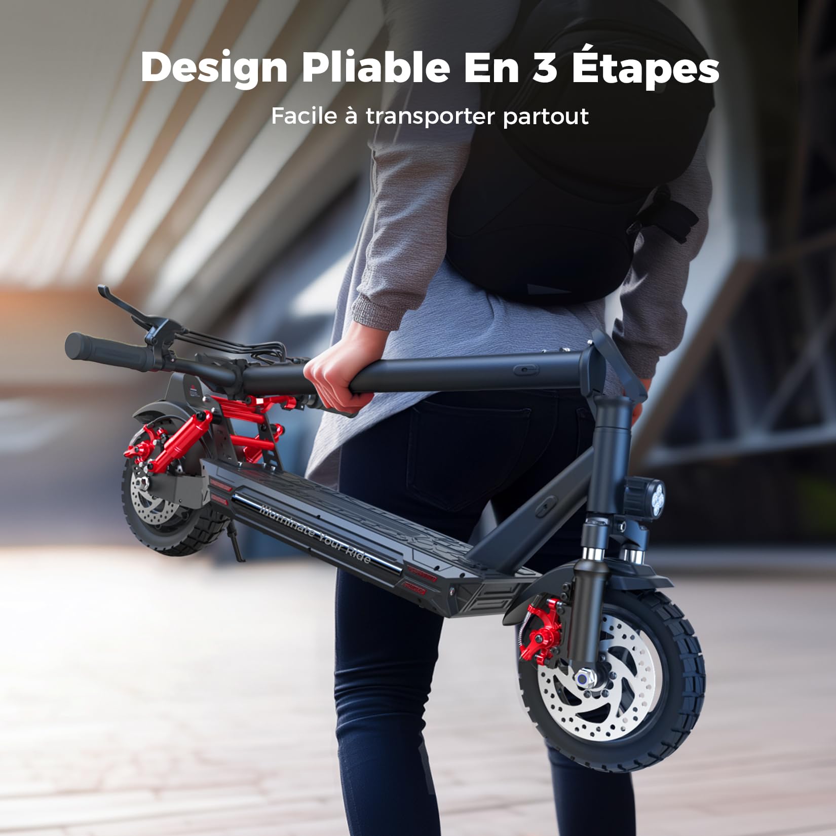 iScooter Trottinette électrique pour Adulte 10" avec serrures électroniques, Moteur de 8OO, autonomie 40-45 km, Max 25 km/h, contrôle app, Trottinette électrique Adulte Pliable, Charge 150 kg, Sac