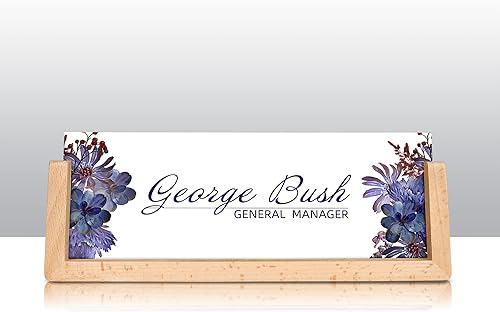 Miniatura 2 de Placa de nombre para escritorio, placa de nombre de escritorio personalizada de acrílico con base de madera de arce, decoración de escritorio de