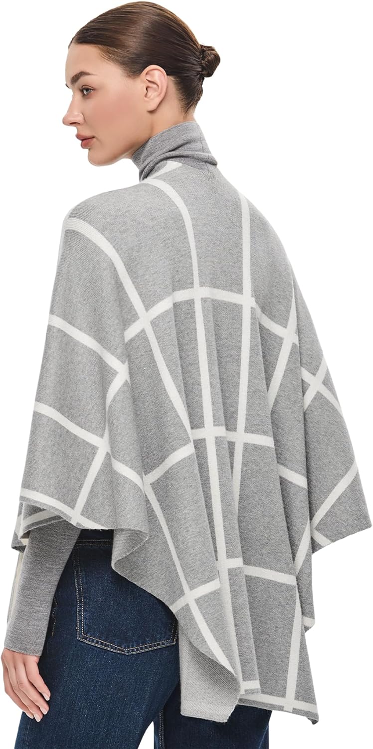 PULI Women's Elegant Shawl Wraps Soft Open Front Poncho Sweater for Spring Fall Winter - Image 2