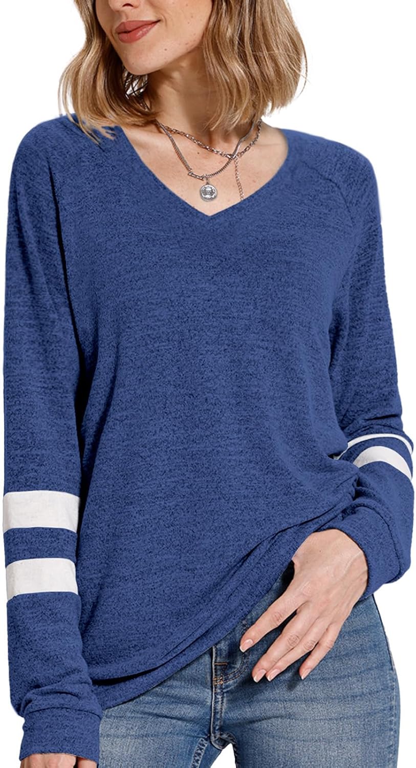 Womens Tops Fall Fashion Sweatshirt for Women Sweaters V Neck Long Sleeve Shirts Trendy Clothes - Image 4