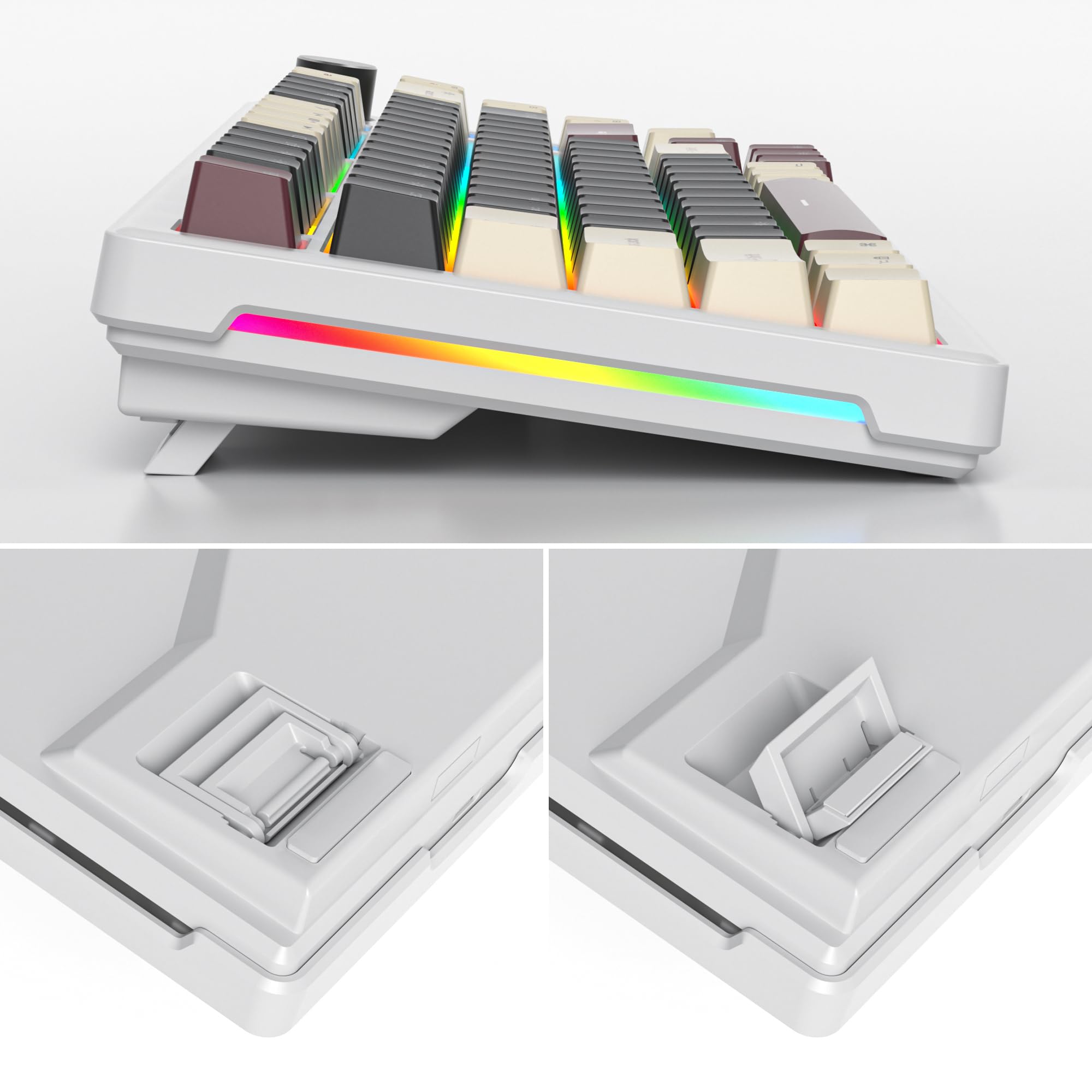 SOLIDEE Tastiera Gaming Meccanica 75%, Retroilluminata RGB, Hot Swappable, TKL NKRO, 82 Tasti, Manopola Volume