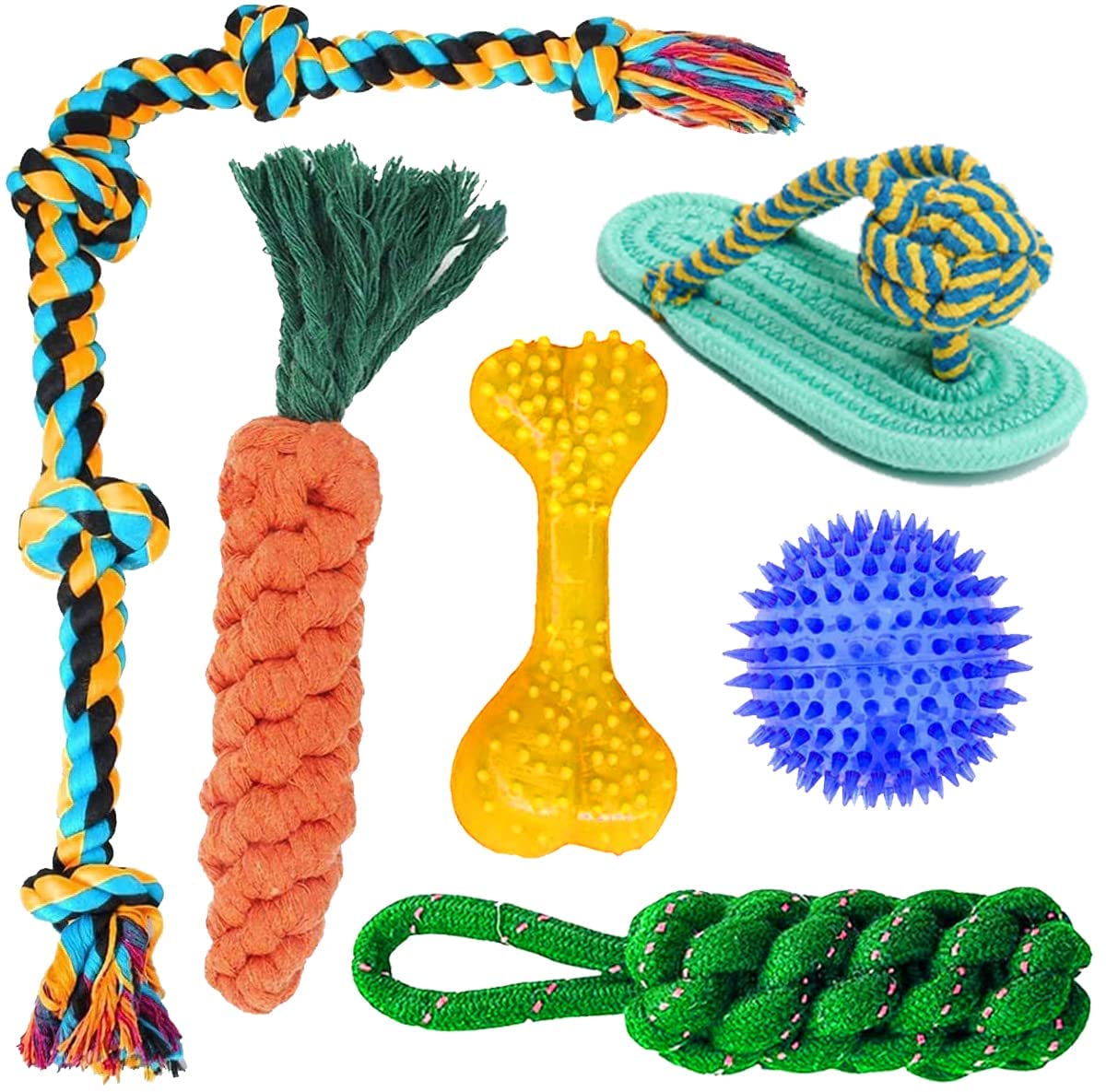 KittuPet Dog Rope Toys + Dog Toys + Chew Toys + Toys for Puppy + Chew Hard Spike Bone for Dog + LED Ball for Dog + Poly Mix Chew Toys, Combo Pack (Color May Vary) (B0BXKP3K6G) Amazon Price History, Amazon Price Tracker