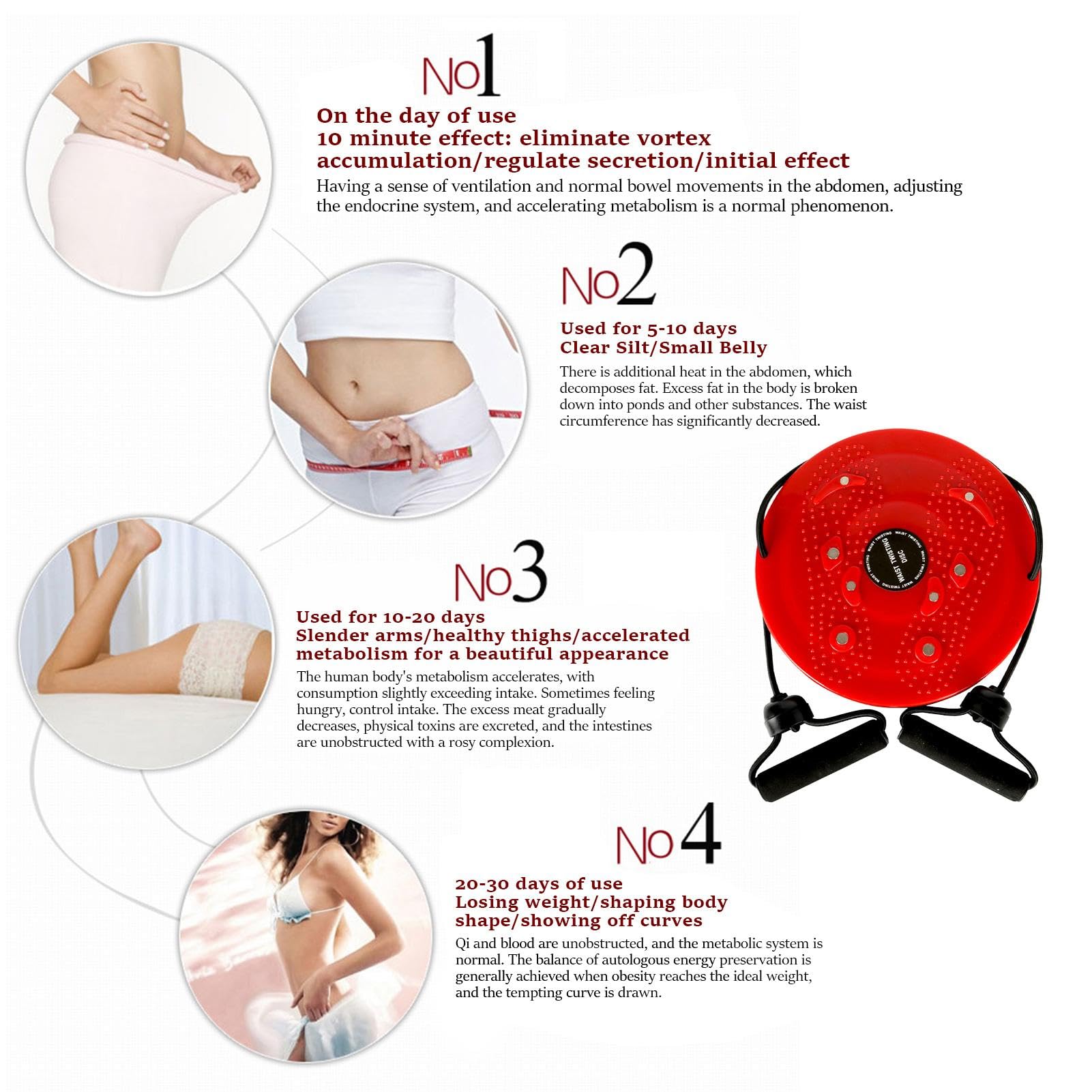 Disco Di Torsione Waist Whisper - Attrezzo Per Dimagrimento Vita, Con Fasce Elastiche E Massaggio Piedi - Foto 4