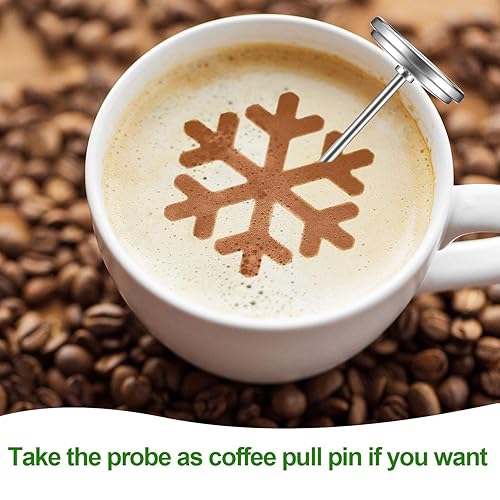 Miniatura 7 de Frienda Termómetro de bolsillo para alimentos de lectura instantánea de 1 pulgada con 3 fundas de calibración para bebidas de café, espuma de leche