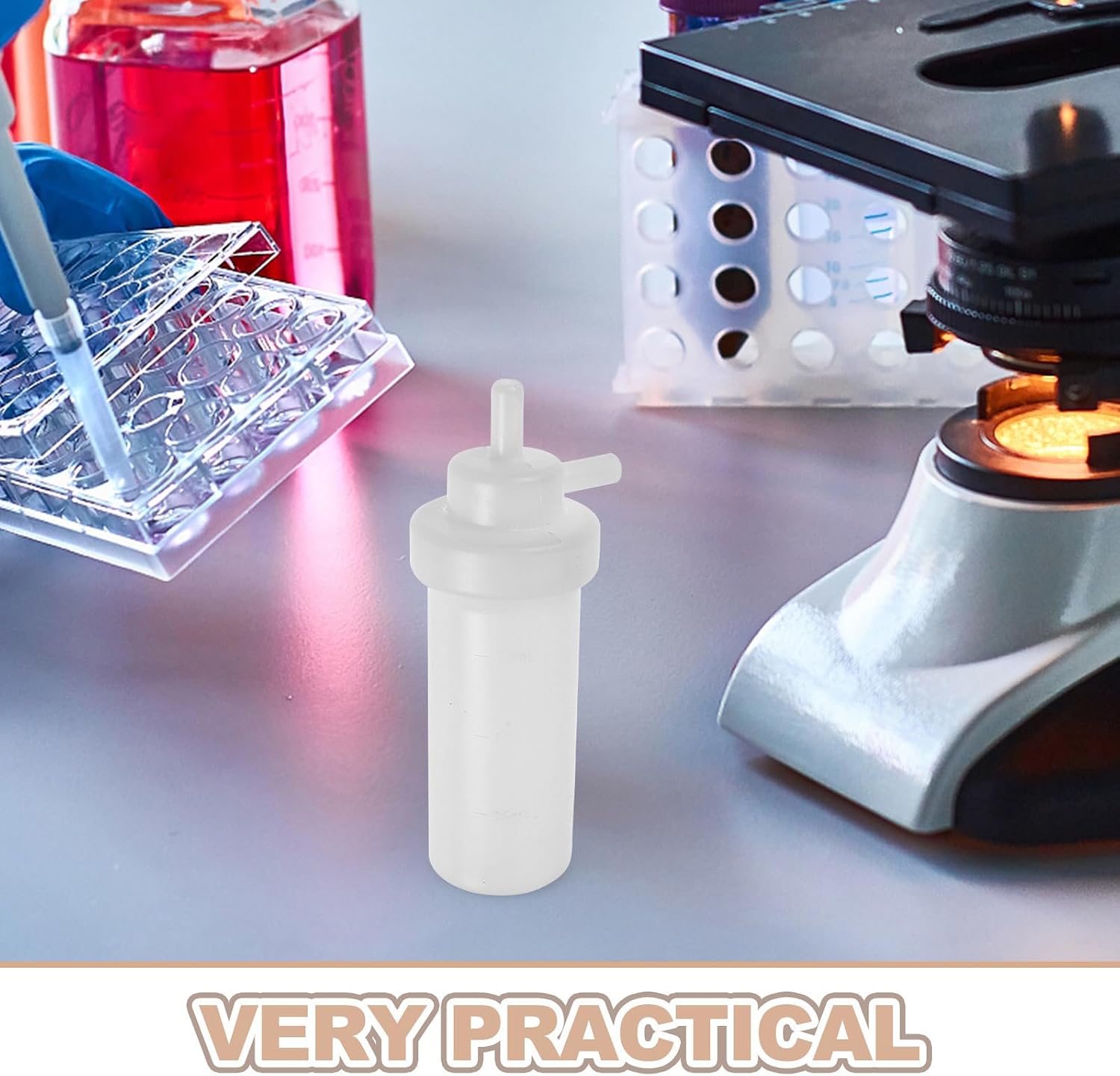 2pcs Polyethylene Bubble Absorption Bottles for Laboratory Scientific Research and Education Transparent Research Vessel for Student Experiments and Academic Projects