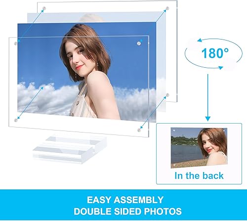 Miniatura 6 de JUOIFIP Paquete de 5 marcos de fotos de acrílico transparente de 6 x 8 pulgadas, marcos magnéticos con caja de regalo, marcos de fotos acrílicos de