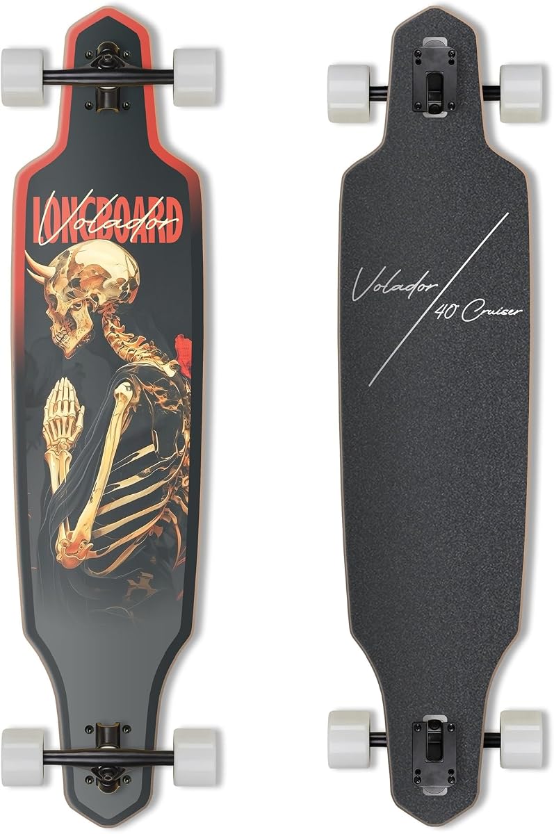 VOLADOR Urban Freeride Pro Longboard Cruiser 40inch | Canadian Maple Wood Deck & Forged Reverse Kingpin Truck | Drop Through Longboard Complete Setup for Urban Commuting