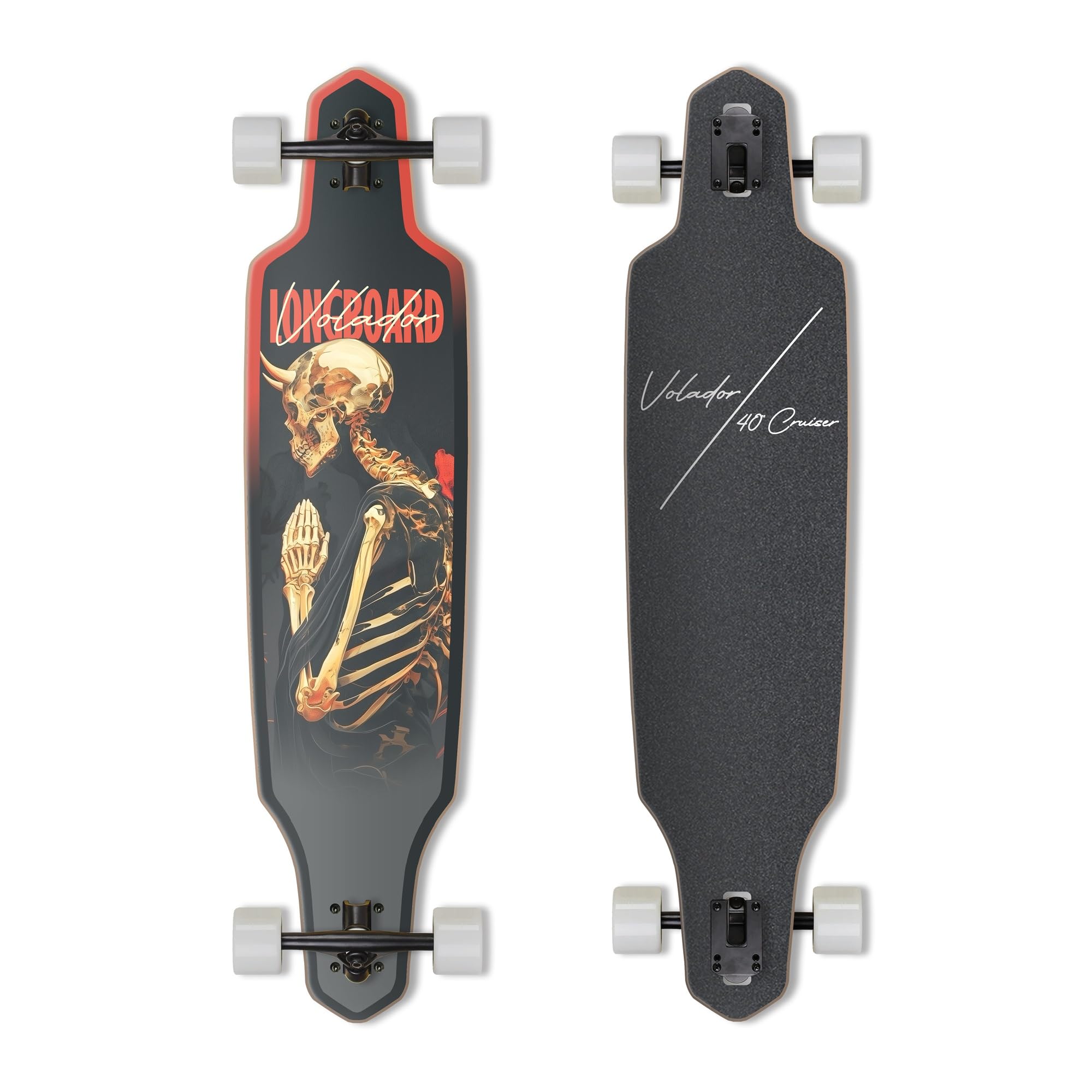 VOLADOR Urban Freeride Pro Longboard Cruiser 101,6 cm | Planche en bois d'érable canadien et camion à pivot inversé forgé | Configuration complète pour les trajets urbains