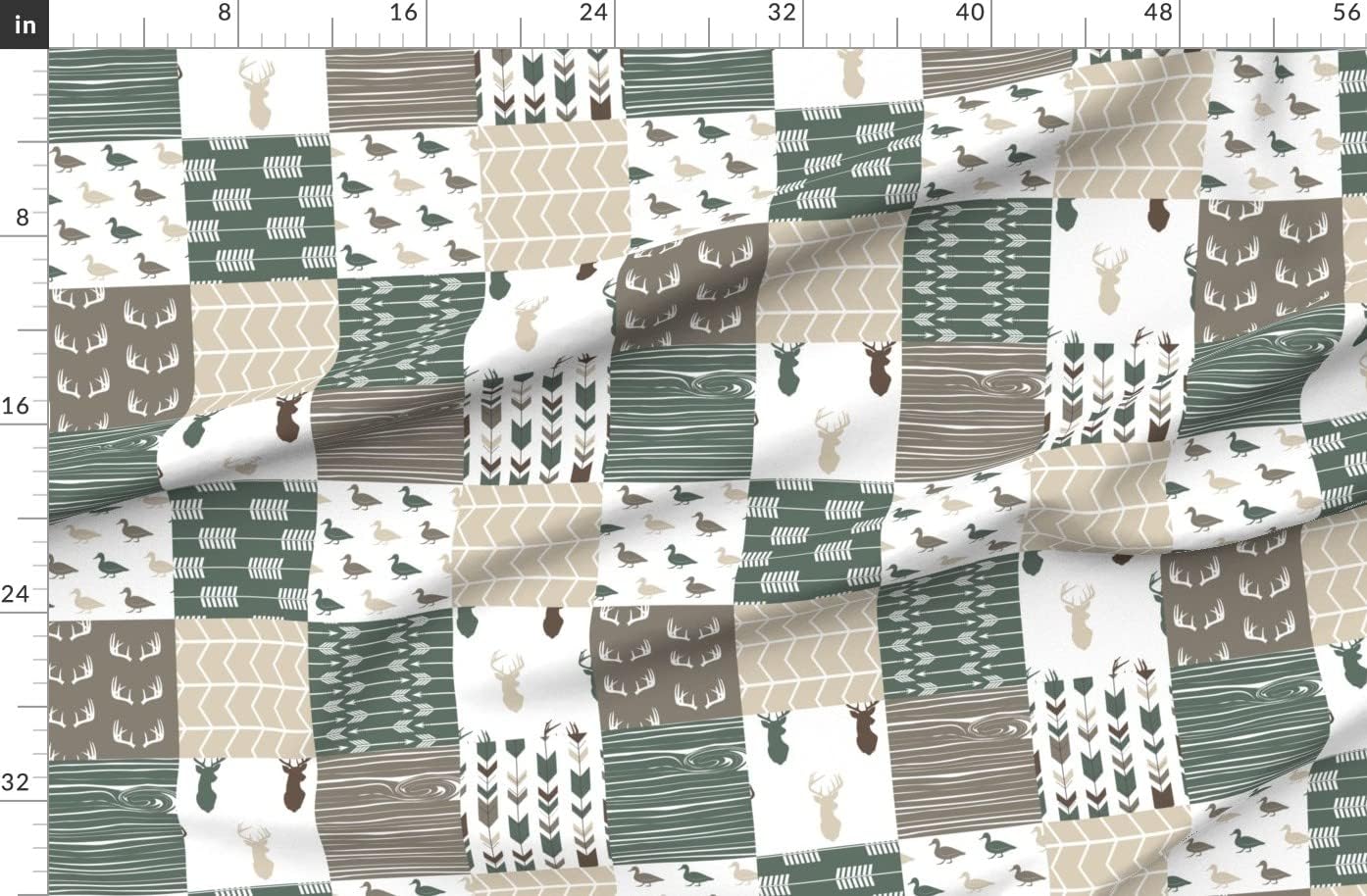 Spoonflower Fabric - Duck Wholecloth Hunting Fishing Outdoors Dark Sage Patchwork Ducks Printed on Polartec(R) Fleece Fabric by The Yard - Sewing Blankets Loungewear and No-Sew Projects