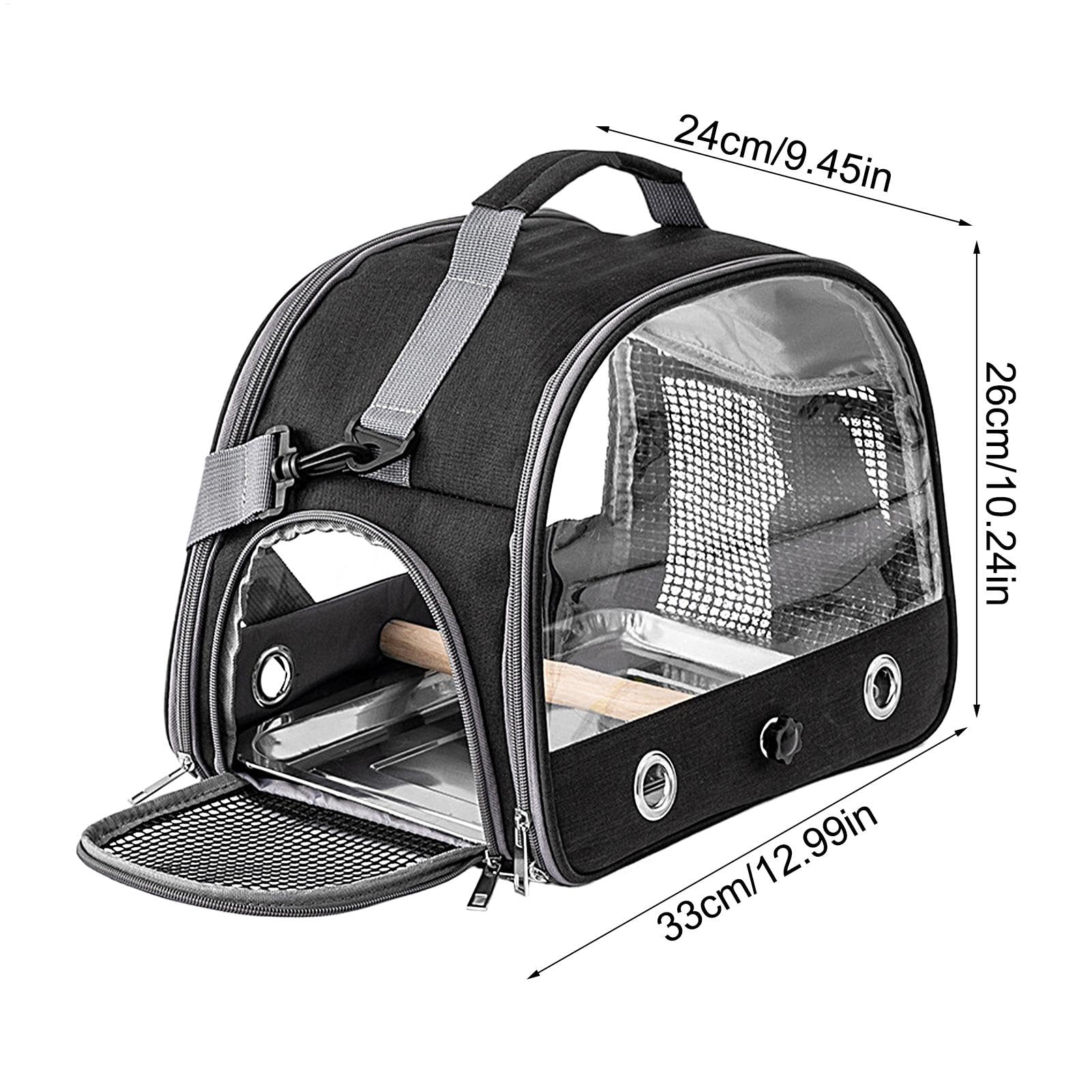 Jaula de viaje para pájaros, bolsa de transporte para pájaros con correa para el hombro, transportador portátil para animales pequeños, 13 x 9.4 x 10.25 pulgadas, ideal para periquitos, periquitos,