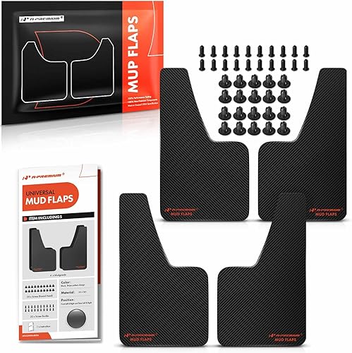A-Premium 4 unidades de guardabarros universales negros para guardabarros, guardabarros para coche, sedán, cupé, con herrajes delanteros y traseros